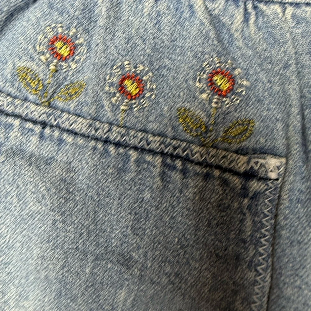Vintage Old Navy Baby 3 - 6 Months Denim Jean Overall Embroidered Floral 90s Y2K